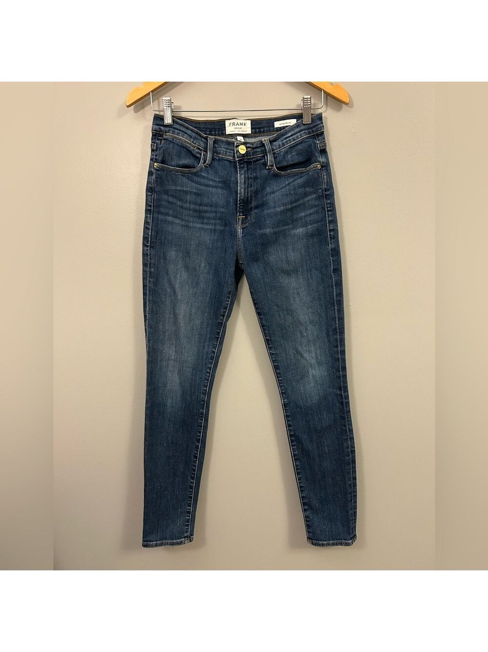 Frame Denim Women's Dark Blue Le High Skinny Jeans Size 28 Colour Valley View